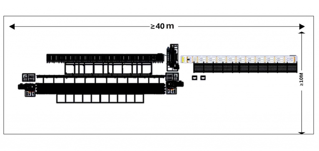 Схема установки линии мерной резки и сортировки арматуры